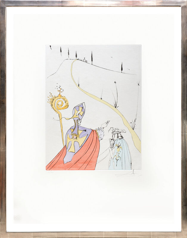 Salvador Dalí, ‘L’amour sacré de Gala. (The Sacred Love of Gala).’, 1974, Print, Drypoint etching with pochoir stencil on Arches paper., Peter Harrington Gallery