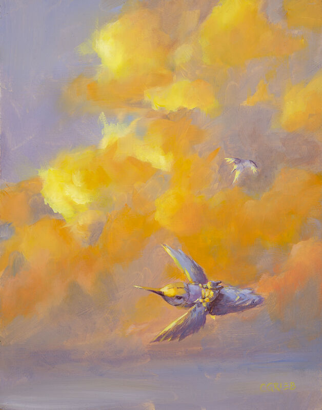 Chuck Grieb, ‘Hummingbird Clouds’, 2019, Painting, Oil on panel, IX Gallery