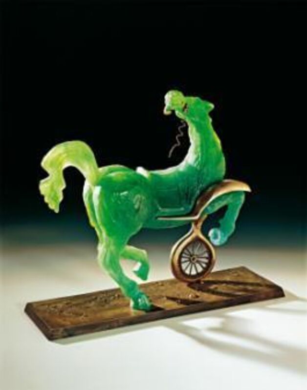 Salvador Dalí, ‘Debris of an Automobile Giving Birth to a Blind Horse Biting a Telephone’, 1988, Sculpture, Green glass paste and bronze, Dali Paris