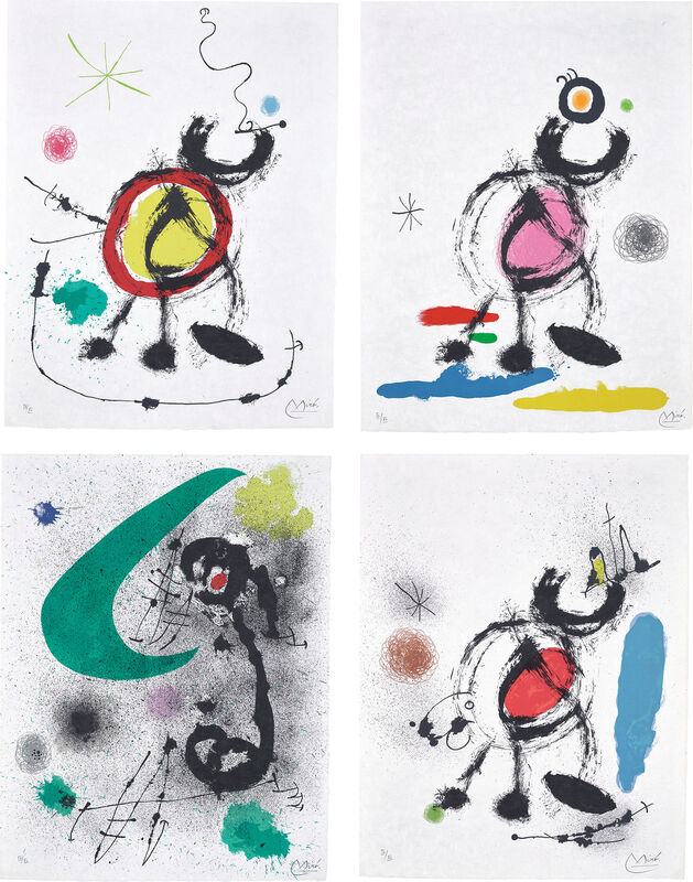 Joan Miró, ‘Oiseau migrateur (Migratory Bird): four plates’, 1970, Print, Four lithographs in colours, on Japon nacré paper, the full sheets., Phillips