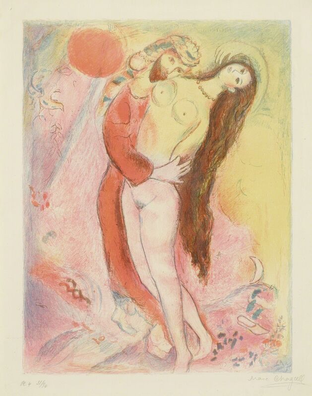 Marc Chagall, ‘Disrobing her with his own hand... (M. 39; C. Bks 18)’, 1948, Print, Lithograph printed in colors, Sotheby's