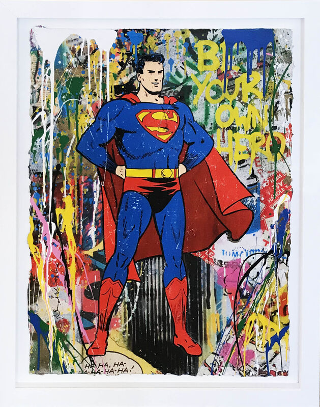 Mr. Brainwash, ‘Batman and Superman’, 2018, Print, Silkscreen and mixed media on paper, Hamilton-Selway Fine Art Gallery Auction