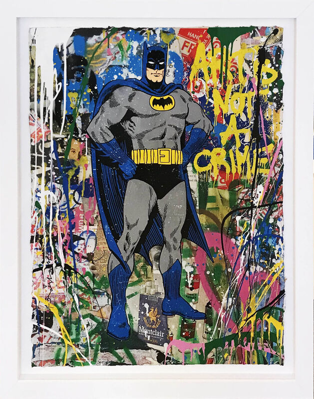 Mr. Brainwash, ‘Batman and Superman’, 2018, Print, Silkscreen and mixed media on paper, Hamilton-Selway Fine Art Gallery Auction