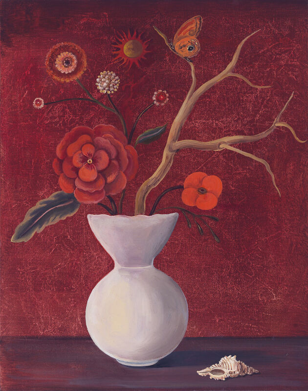Jane Smaldone, ‘Still Life with Red Sky and Geranium’, 2010, Painting, Oil on canvas, Clark Gallery