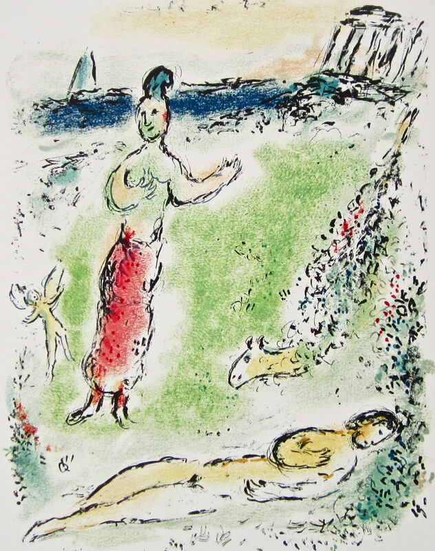 Marc Chagall, ‘“Athena Puts Ulysses to Sleep,” from L'Odyssée (Mourlot 749-830; Cramer 96)’, 1989, Ephemera or Merchandise, Offset lithograph on Fabriano wove paper, Art Commerce