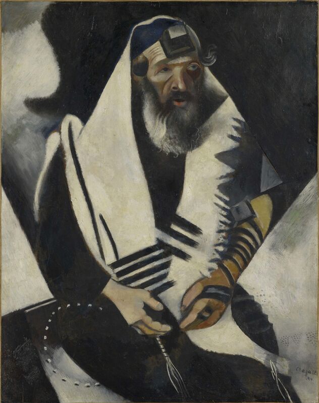 Marc Chagall, ‘Jew in Black and White (Le juif en noir et blanc)’, 1914, Painting, Oil on cardboard mounted on canvas, Guggenheim Museum Bilbao
