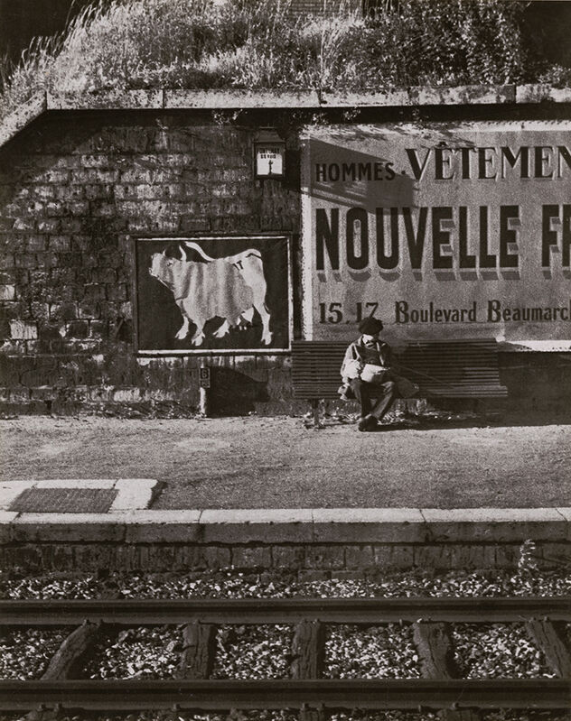 André Kertész, ‘Fontenay with Boy (Boy at Railroad Track on Bench)’, 1933 / 1930s, Photography, Silver print on original mount, Contemporary Works/Vintage Works