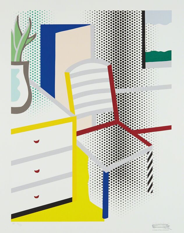 Roy Lichtenstein, ‘Interior with Chair, from Leo Castelli 90th Birthday portfolio’, 1997, Print, Screenprint in colors, on Somerset paper, with full margins., Phillips