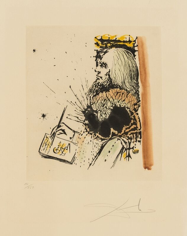 Salvador Dalí, ‘Portrait de Calderón (from Calderón: La Vie est un songe) (Field 73-1-D; M&L 515a)’, 1971, Print, Etching with aquatint printed in colours, Forum Auctions