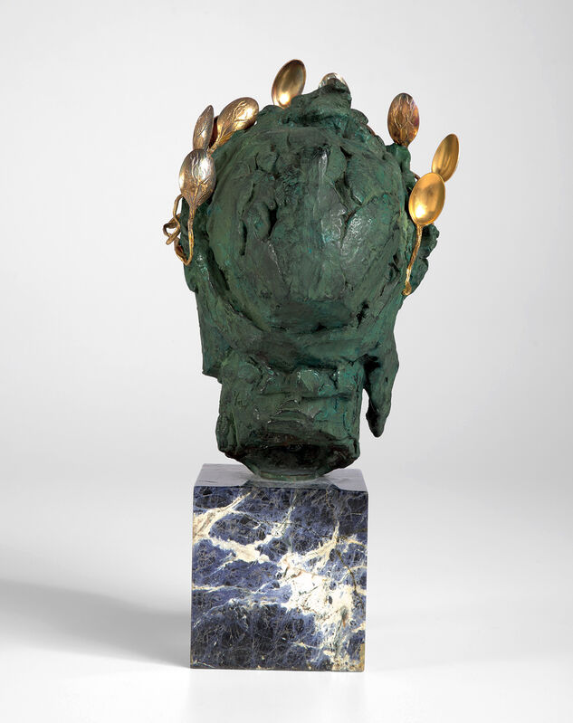 Salvador Dalí, ‘Head of Dante’, 1964, Sculpture, Patinated bronze, 18k gold-plated sterling silver and sodalite stone base., Phillips