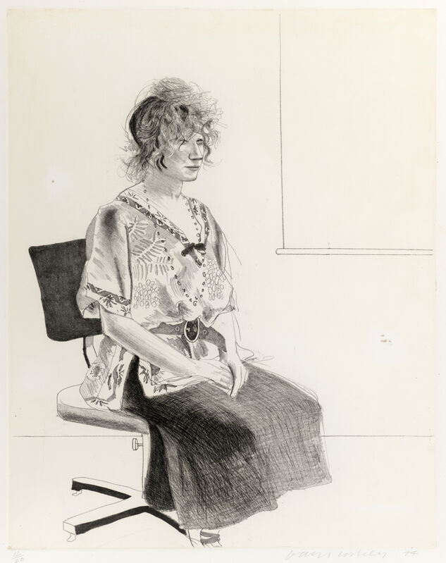 David Hockney, ‘Celia Seated on an Office Chair (Black State) (Museum of Contemporary Art Tokyo 161)’, 1974, Print, Softground etching and aquatint on Rives BFK paper, Bonhams