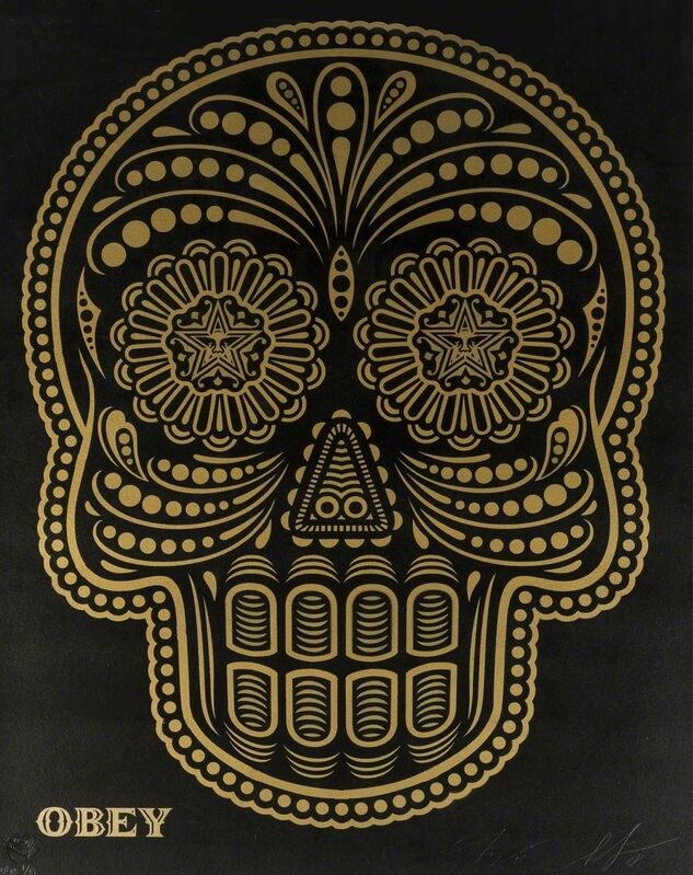 Shepard Fairey, ‘Day of the Dead (Dia de los Muertos)’, 2008, Drawing, Collage or other Work on Paper, Stencil spray-paint on paper, Forum Auctions