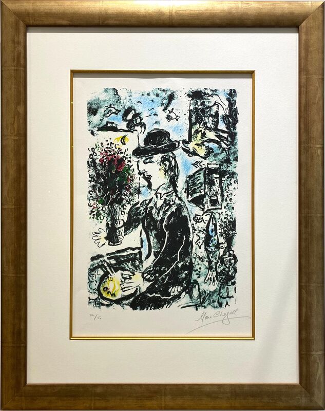 Marc Chagall, ‘Le Peintre au Chapeau (M.1010)’, 1983, Print, Lithograph in colors, Off The Wall Gallery