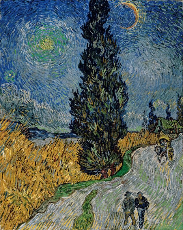 Vincent van Gogh, ‘Country road in Provence by night’, c. 12 , 15 May, 1890, Painting, Oil on canvas, Kröller-Müller Museum