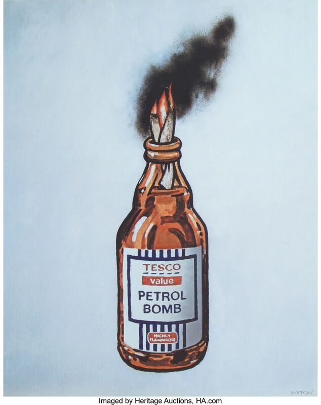 Banksy, ‘Tesco Value Petrol Bomb (poster)’, 2011, Print, Offset lithograph in colors on satin white paper, Heritage Auctions