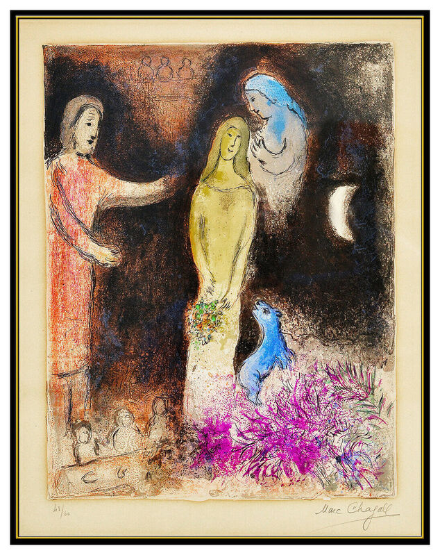 Marc Chagall, ‘Chloe Vetue et Coifee par Cleariste’, 1961, Print, Color Lithograph on Arches Paper, Original Art Broker