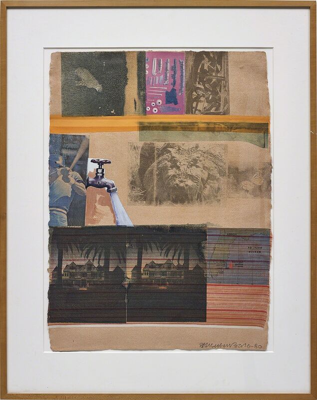 Robert Rauschenberg, ‘Tiller’, 1980, Mixed Media, Solvent transfer, acrylic, fabric and paper collage on paper, Phillips