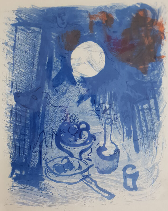 Marc Chagall, ‘Marc Chagall "Stillleben in Blau" ( Natur morte bleue )’, 1957, Print, Lithograph, Art 1900 