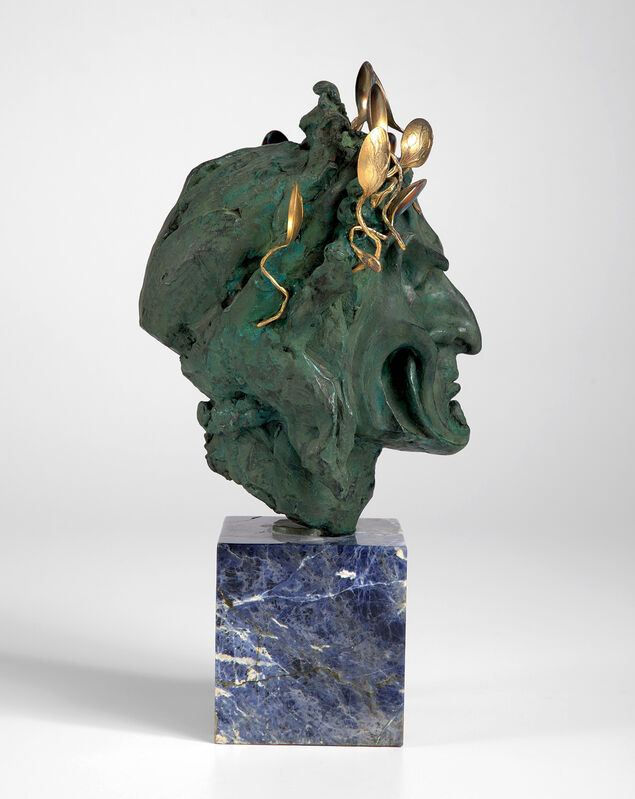 Salvador Dalí, ‘Head of Dante’, 1964, Sculpture, Patinated bronze, 18k gold-plated sterling silver and sodalite stone base., Phillips