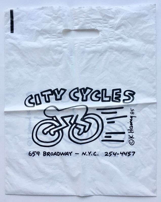Keith Haring, ‘City Cycles plastic bag’, 1985, Other, Printing on plastic bag, Gallery 52