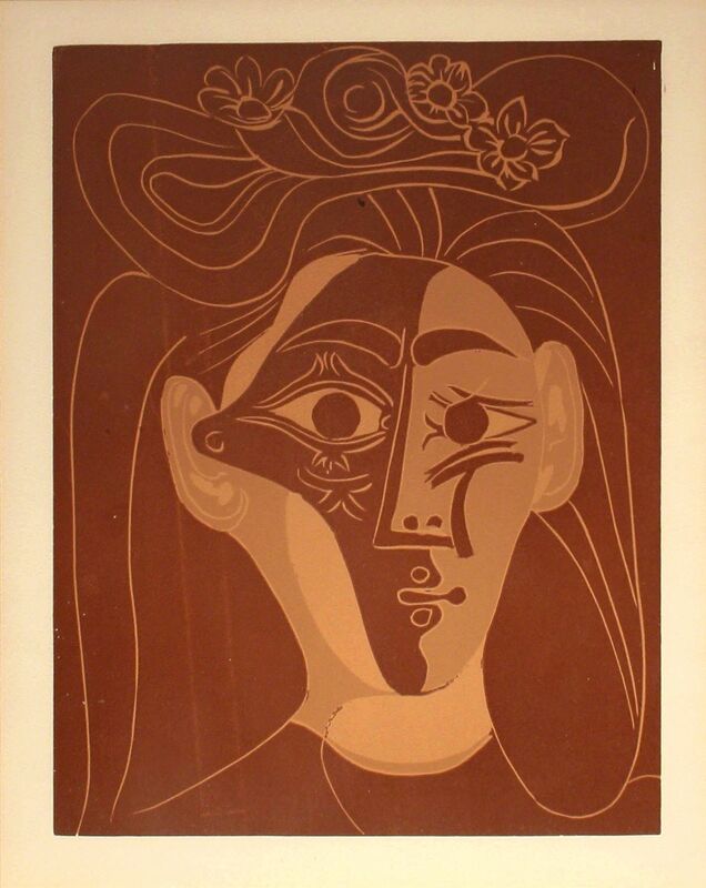 Pablo Picasso, ‘Jacqueline au Chapeau à Fleurs I’, 1962, Print, Linocut on paper, Spalding Nix Fine Art