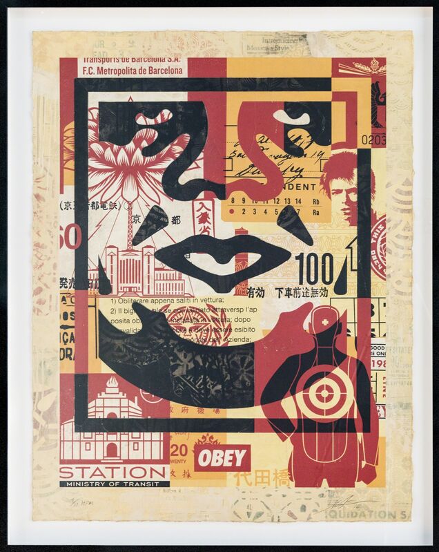 Shepard Fairey, ‘Icon Collage (Bottom)’, 2016, Drawing, Collage or other Work on Paper, Silkscreen and Mixed Media Collage on Paper, HPM, Print Them All