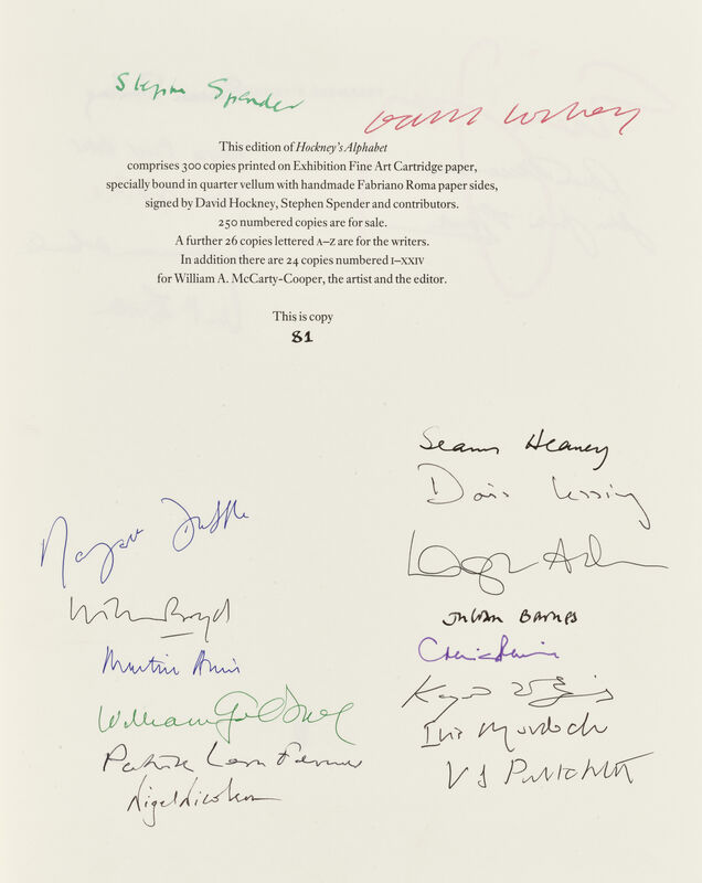 David Hockney, ‘Hockney's Alphabet’, 1991, Print, The complete set, Bonhams