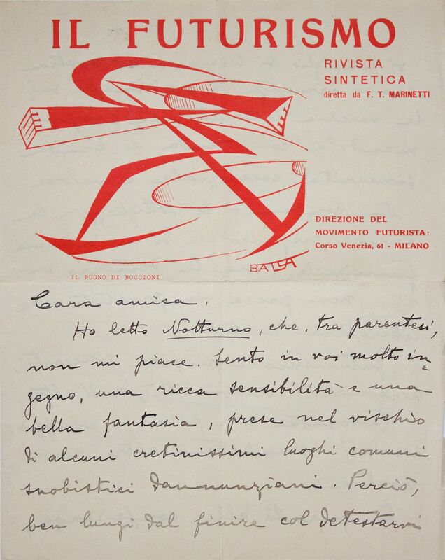 Giacomo Balla, ‘Il Futurismo (1)’, 1915-1923, Print, Lithograph on Paper, Handwritten Text, Studio Mariani Gallery