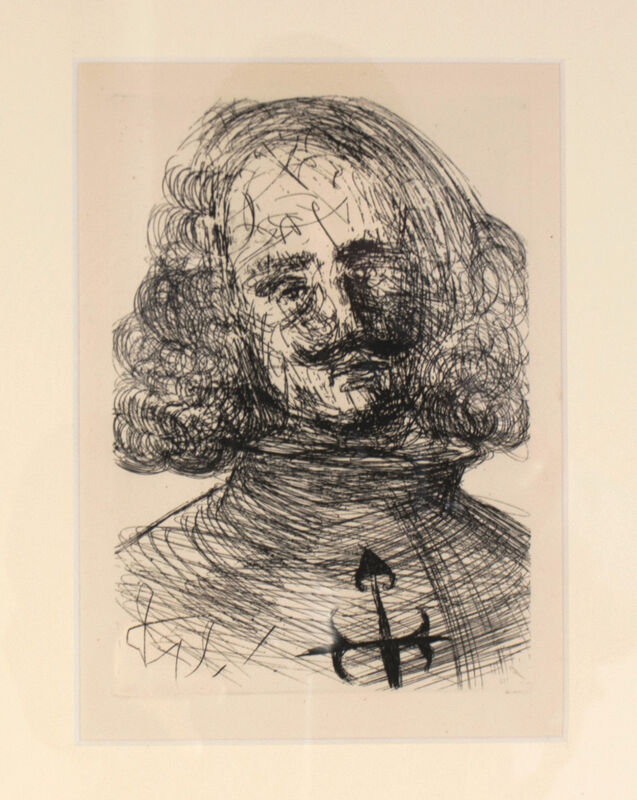 Salvador Dalí, ‘Velasquez’, ca. 1968, Print, Black ink on eggshell colored paper,  Objets Trouvés