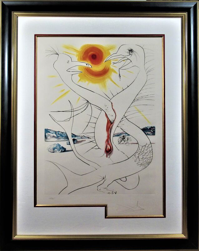 Salvador Dalí, ‘Le Caducee de Mars Alimente par la Boule de feu de Jupiter’, 1974, Print, Etching with embossing and color lithograph, Joseph Grossman Fine Art Gallery