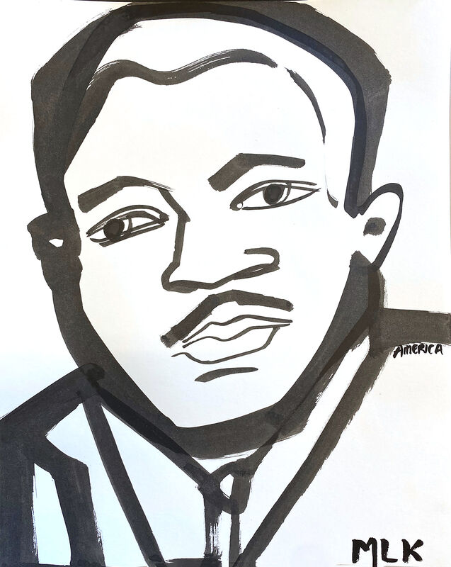 America Martin, ‘Martin Luther King Jr. No. 4’, 2020, Drawing, Collage or other Work on Paper, Ink on Paper, JoAnne Artman Gallery