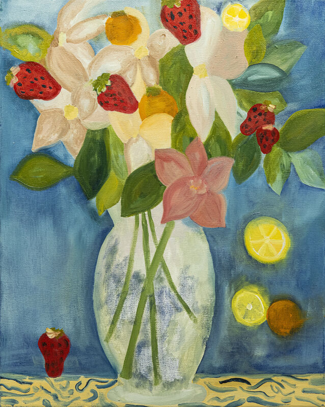 Paola Vega, ‘Flores con frutillas’, 2020, Painting, Oil on canvas, Calvaresi