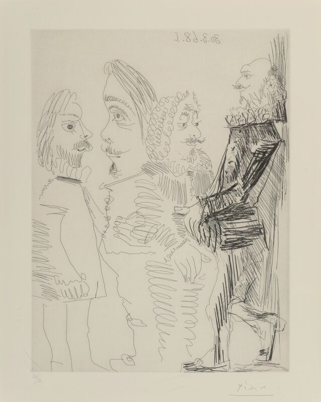Pablo Picasso, ‘Quatre hommes en costume rembranesque, from Séries 347’, 1968, Print, Etching on paper, Heritage Auctions