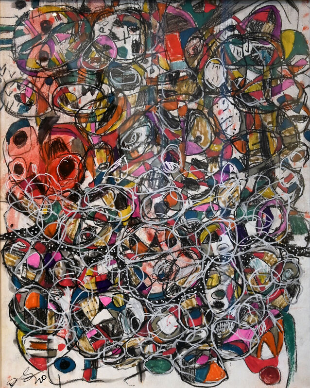 Danny Simmons, ‘Caught in the Whirlwind’, 2020, Drawing, Collage or other Work on Paper, Charcoal, InLiquid