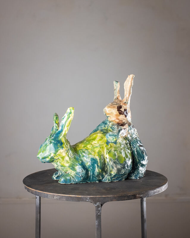 Marina Le Gall, ‘Mated rabbits’, 2019, Sculpture, Glazed ceramic, Antonine Catzéflis