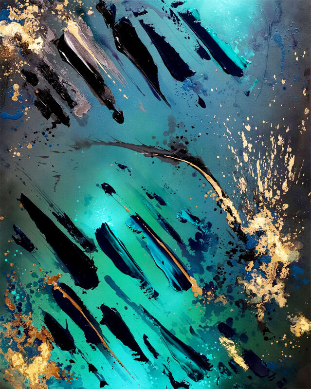 Mikael B., ‘Deep Sea #14’, 2021, Painting, Acrylic, spray paint, iron oxide, 24-carat gold leaf and diamond dust on canvas, AURUM GALLERY