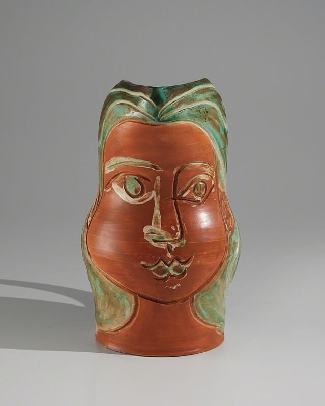Pablo Picasso, ‘Visage de femme (Woman's Face)’, 1953, Design/Decorative Art, White earthenware turned pitcher, painted in colours with decoration in engobes, knife engraving and partial brushed glaze., Phillips