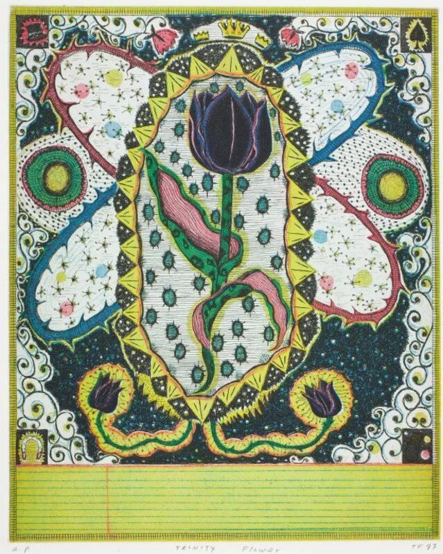 Tony Fitzpatrick, ‘Trinity Flower’, 1997, Print, Etching on paper, projects+gallery
