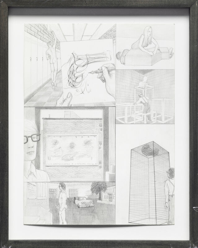 Jim Shaw, ‘Dream Drawing: In a high school hallway’, 1995, Drawing, Collage or other Work on Paper, Pencil on paper, Mireille Mosler Ltd.