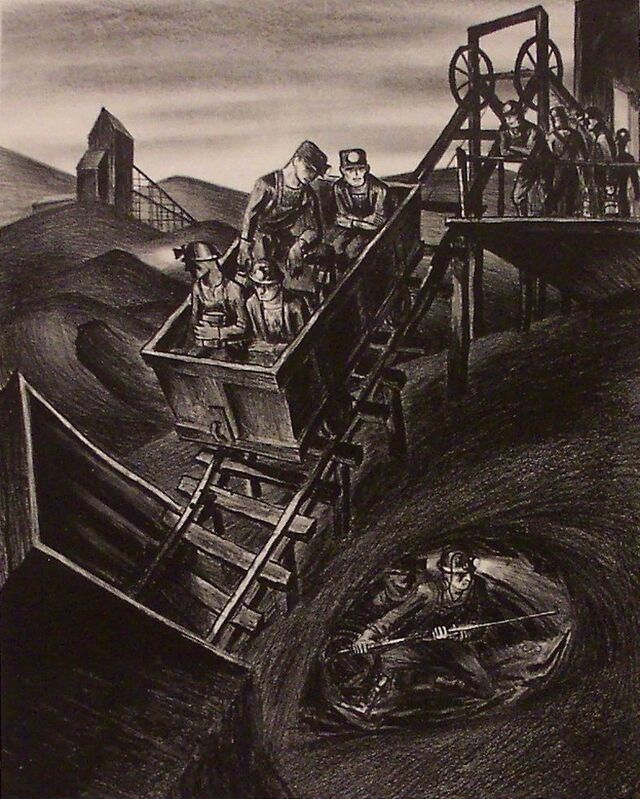 Harry Sternberg, ‘Slope Mine’, 1937, Print, Lithograph, Susan Teller Gallery