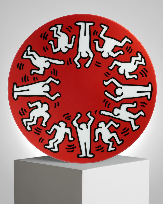 Keith Haring, ‘"White on Red" Porcelain Plate’, ca. 2019, Design/Decorative Art, Limoges porcelain plate, Samhart Gallery