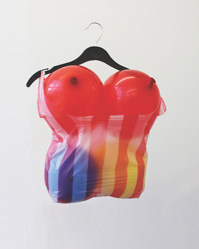 Wai Kin Sin, ‘Fun Bag’, 2015, Sculpture, Inflated balloons, carrier bag, coat hanger, Blindspot Gallery