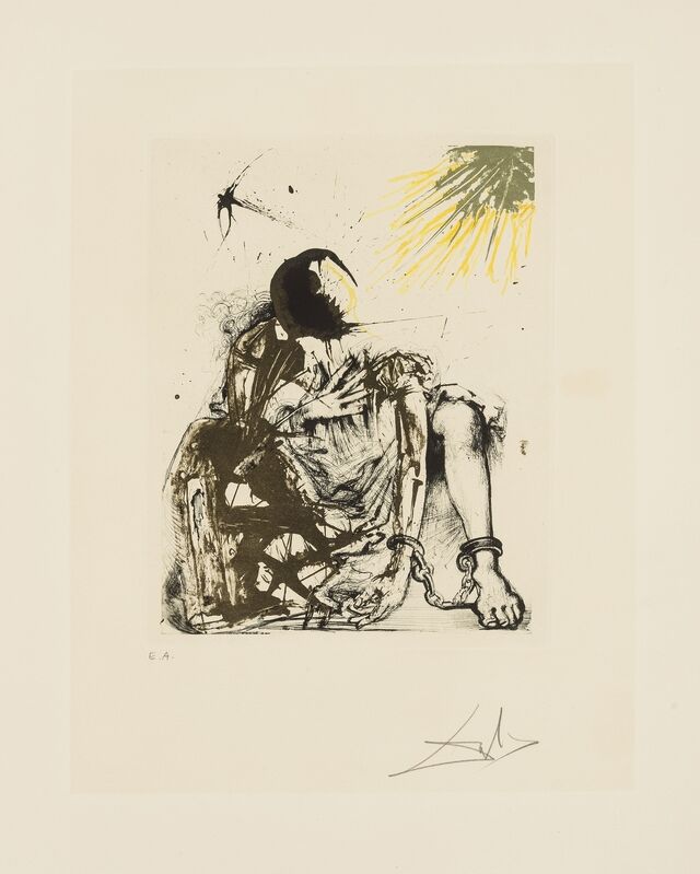 Salvador Dalí, ‘Sigismund Enchainé (from Calderón: La Vie est un songe) (Field 73-1-m; M&L 523a)’, 1971, Print, Etching with aquatint printed in colours, Forum Auctions