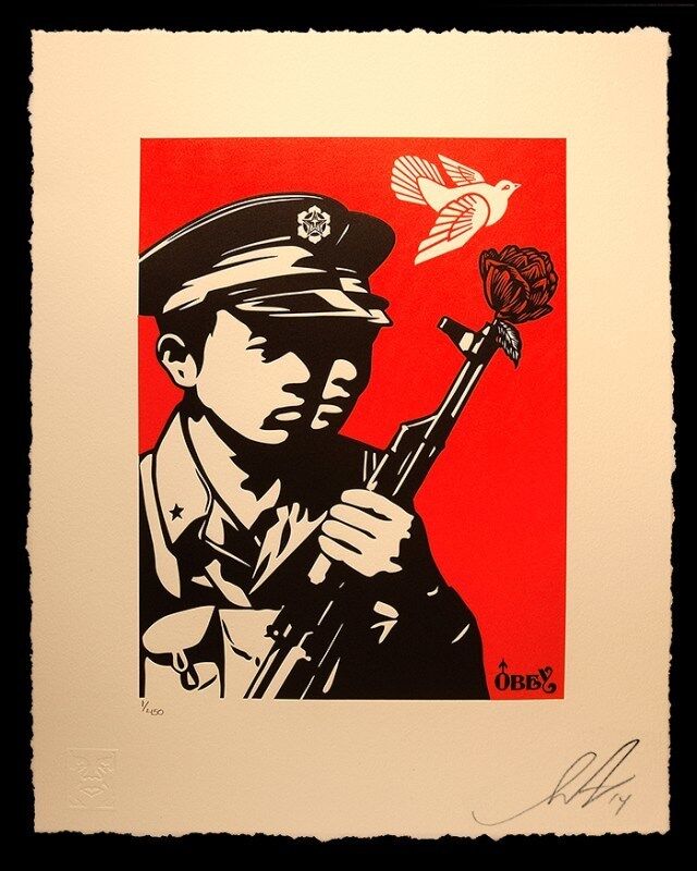 Shepard Fairey, ‘CHINESE SOLDIERS LETTERPRESS’, 2014, Print, Letterpress, Rudolf Budja Gallery