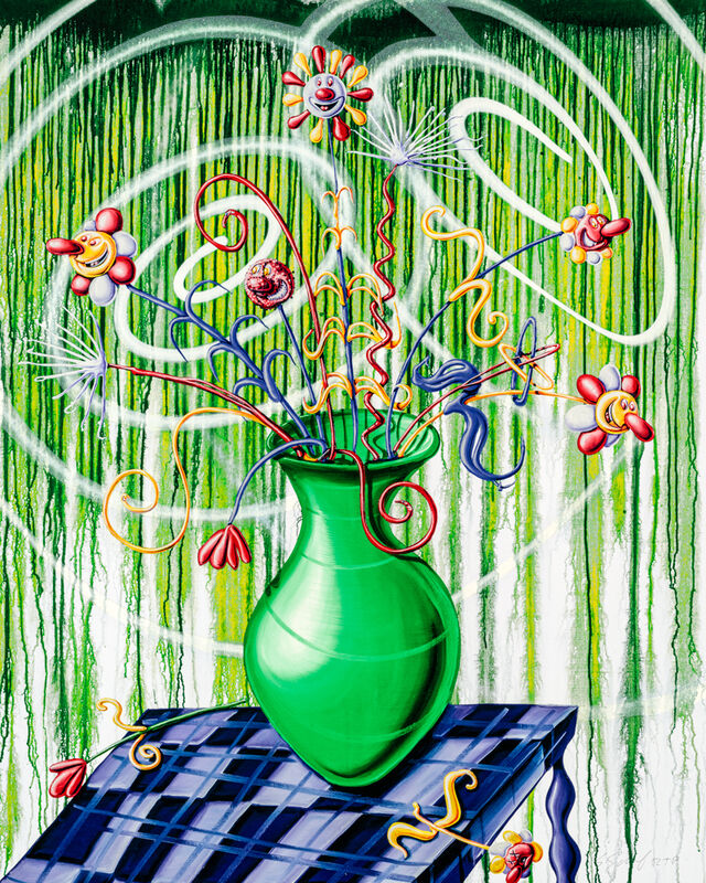 Kenny Scharf, ‘Big Flores Green’, 2021, Print, Archival pigment ink prints with silkscreened high-gloss varnish and diamond dust on Innova 315 gsm paper, Maune Contemporary