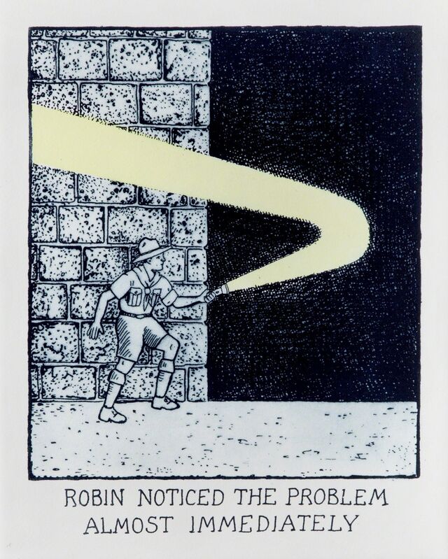 Glen Baxter, ‘Robin Noticed the Problem Almost Immediately’, 2016, Print, Etching, Flowers