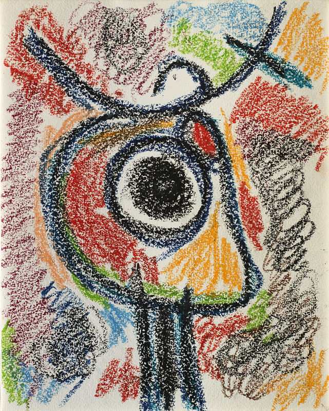 Joan Miró, ‘Personnage et oiseau’, Drawing, Collage or other Work on Paper, Crayons on paper, Il Ponte