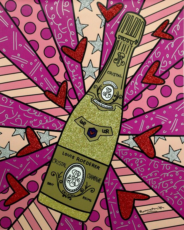 Romero Britto, ‘Champagne Wishes & Caviar Dreams’, 2018, Painting, Mixed media digital print on canvas, Castle Fine Art