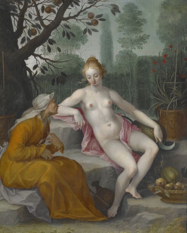Abraham Bloemaert, ‘Vertumnus and Pomona ’, ca. 1605, Painting, Oil on copper, Indianapolis Museum of Art at Newfields