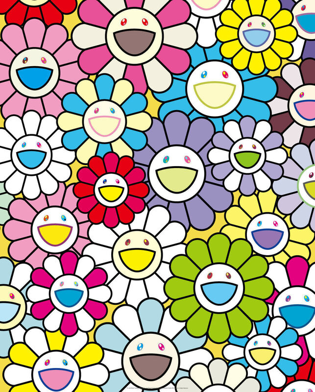 Takashi Murakami, ‘Small Flower Painting with Yellow, White and Purple Flowers’, 2017, Other, Offset lithopgraph on paper, New River Fine Art